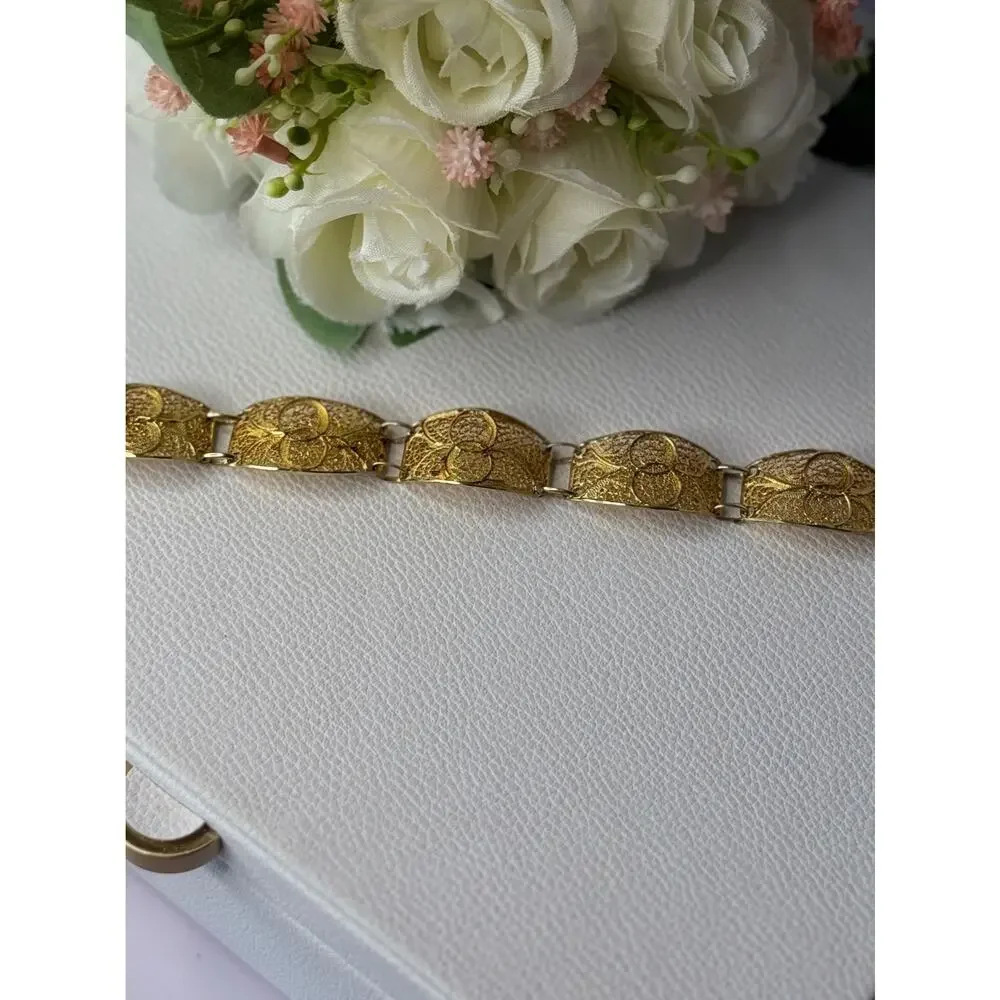 Portugal Topazio 925 Sterling Silver Gold Plated Bracelet Length 7 Inch